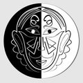 Mirror face in white and black, iconic mask, avatar