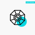 Mirror, FengShui, China, Chinese turquoise highlight circle point Vector icon Royalty Free Stock Photo