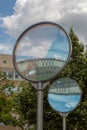 Mirror in the garden of the Staedel Museum, art museum in Frankfurt am Main, Germany