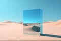 Mirror glass object in desert landscape background