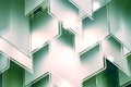 Mirror hanging, trim and reflection. Abstract glass background. Texture. Abstract white geometric hexagonal background