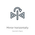 Mirror horizontally icon. Thin linear mirror horizontally outline icon isolated on white background from geometric figure