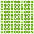 100 mirror icons hexagon green