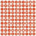 100 mirror icons hexagon orange