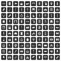 100 mirror icons set black