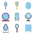 Mirror icons set flat vector isolated