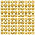 100 mirror icons set gold