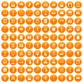 100 mirror icons set orange