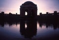 Mirror image of Palace of Fine Arts Theatre in silhouettes