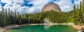 The mirror lake and big Beehive,Lake Louis, Panorama with bluesky Royalty Free Stock Photo