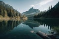 Mirror Lake Serene Body of Water Reflecting Towering Mountains
