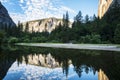 Mirror lake in Yosemite national park, on an early sunny morning with a blue sky Royalty Free Stock Photo