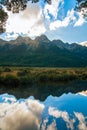 Mirror Lakes New Zealand, Fiordland National Park Royalty Free Stock Photo