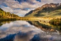 Mirror Lakes north of Lake Te Anau on the road from Te Anau to Milford Sound in New Zealand where the Royalty Free Stock Photo