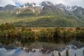 The spectacular landscape of Mirror lakes, the small lakes on the roadside provide outstanding reflective views of the Earl Mounta Royalty Free Stock Photo