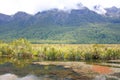 Mirror Lakes are a set of lakes lying north of Lake Te Anau and immediately to the west of the road from Te Anau to Milford Sound Royalty Free Stock Photo