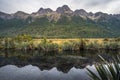 Mirror Lake,The famous attraction in Milford Sound, Fiordland National Park, New Zealand Royalty Free Stock Photo