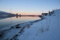 Mirror-like reflections in a Norwegian fjord near TromsÃÂ¸ Royalty Free Stock Photo