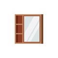 Mirror locker for bathroom with wooden frame