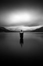 Mirror man statue in Loch Earn Scotland, UK
