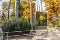 The mirror maze in autumn - Confusing but beautiful reflections in nature with mirror distortions and selective focus Royalty Free Stock Photo