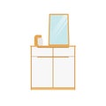 Mirror on the Minimalist Drawer Flat Illustration. Clean Icon Design Element on Isolated White Background