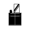 Mirror on the Minimalist Drawer Silhouette. Black and White Icon Design Elements on Isolated White Background