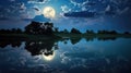 mirror moon water reflection Royalty Free Stock Photo