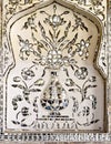 Mirror mosaic on the wall of the ancient palace Sheesh Mahal in the old Amber Fort, Jaipur, India Royalty Free Stock Photo