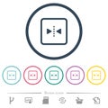 Mirror object around vertical axis flat color icons in round outlines