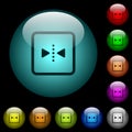 Mirror object around vertical axis icons in color illuminated glass buttons