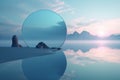 Mirror object in minimalistic water background