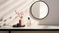 Minimalist Vanity Sets: Japanese-inspired Mirror And Pink Vase