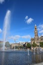 Mirror Pool, fountains, rainbow, Bradford City Hall