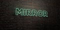 MIRROR -Realistic Neon Sign on Brick Wall background - 3D rendered royalty free stock image