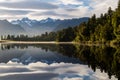 Mirror reflection at lake Matheson, New Zealand Royalty Free Stock Photo