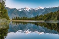 Mirror reflection in the Lake Matheson, New Zealand Royalty Free Stock Photo