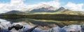 Mirror Reflections on Pyramid Lake in Banff National Park, Canada.