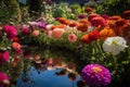 Mirror Reflections of a Vibrant Flower Garden