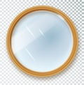 Mirror round isolated. Realistic round mirror frame, white mirrors template. Reflecting glass surfaces isolated Royalty Free Stock Photo