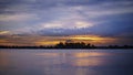 Mirror sunset reflection on the water at Maekhong national river,Thailand