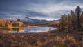 Mirror Surface Lake Autumn Landscape With Mountain Range On Background Royalty Free Stock Photo