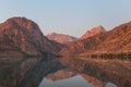 Mirror surface of Lake Iskanderkul Royalty Free Stock Photo