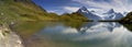 Mirror in Swiss lake Bachalpsee Royalty Free Stock Photo