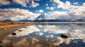 Mirror of Tranquility: A Breathtaking Landscape with Reflective Lake and Majestic Mountains