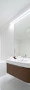 Mirror wall above modern washbasin, vertical panorama Royalty Free Stock Photo