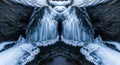 Mirrored Abstract Symmetrical Ice Formations Inside a Frozen Winter Cave Royalty Free Stock Photo