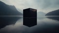 mirrored black cube Royalty Free Stock Photo