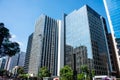 Mirrored buildings on Paulista Avenue in SÃÂ£o Paulo Royalty Free Stock Photo