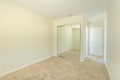 Mirrored closet doors in bedroom in San Diego apartment Royalty Free Stock Photo